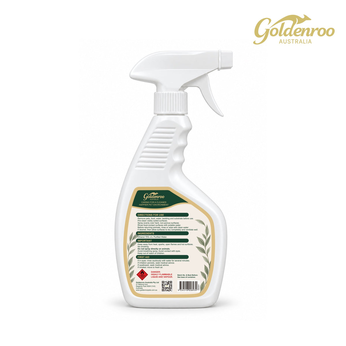 Pet Habitat Sanitising 75% Ethanol - 500ml